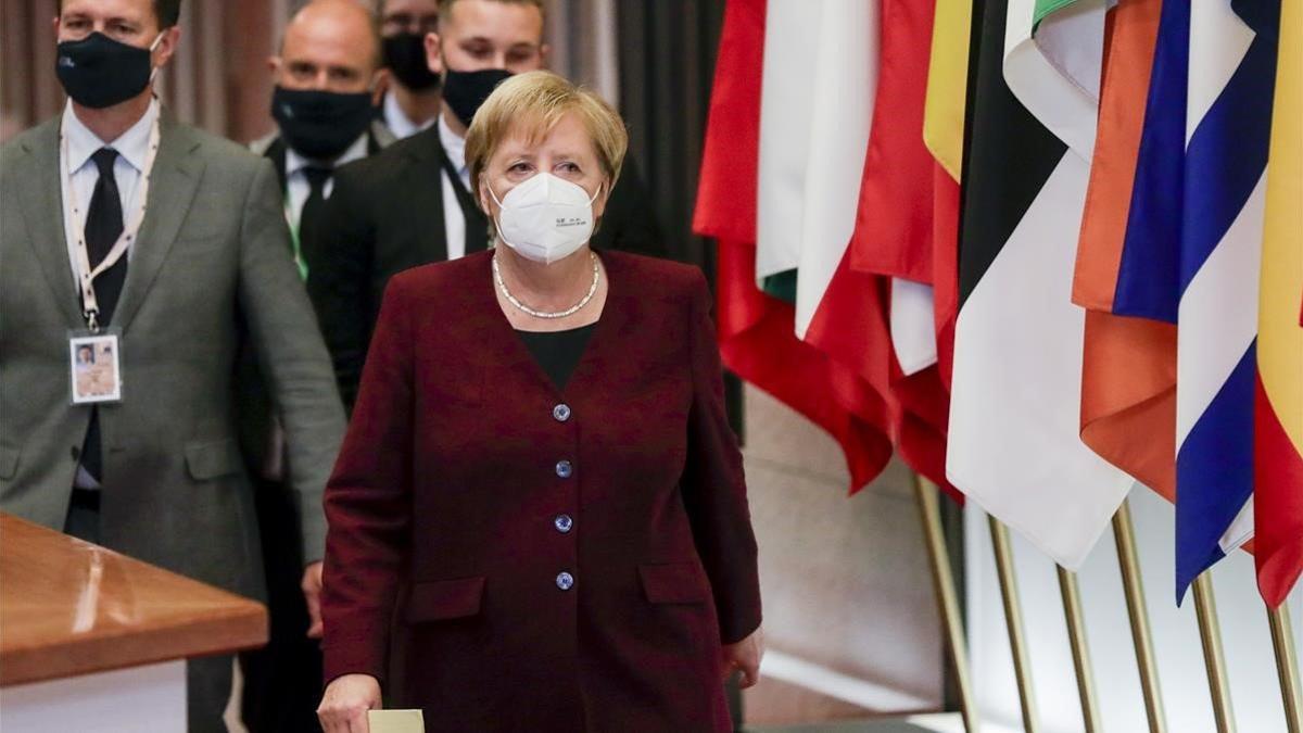 La cancillera alemana, Angela Merkel, este viernes en Bruselas.