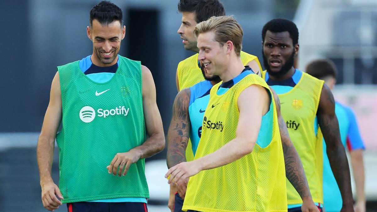 De Jong, en un entrenamiento esta pretemporada