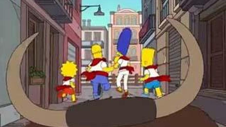 Los Simpsons corren los sanfermines.