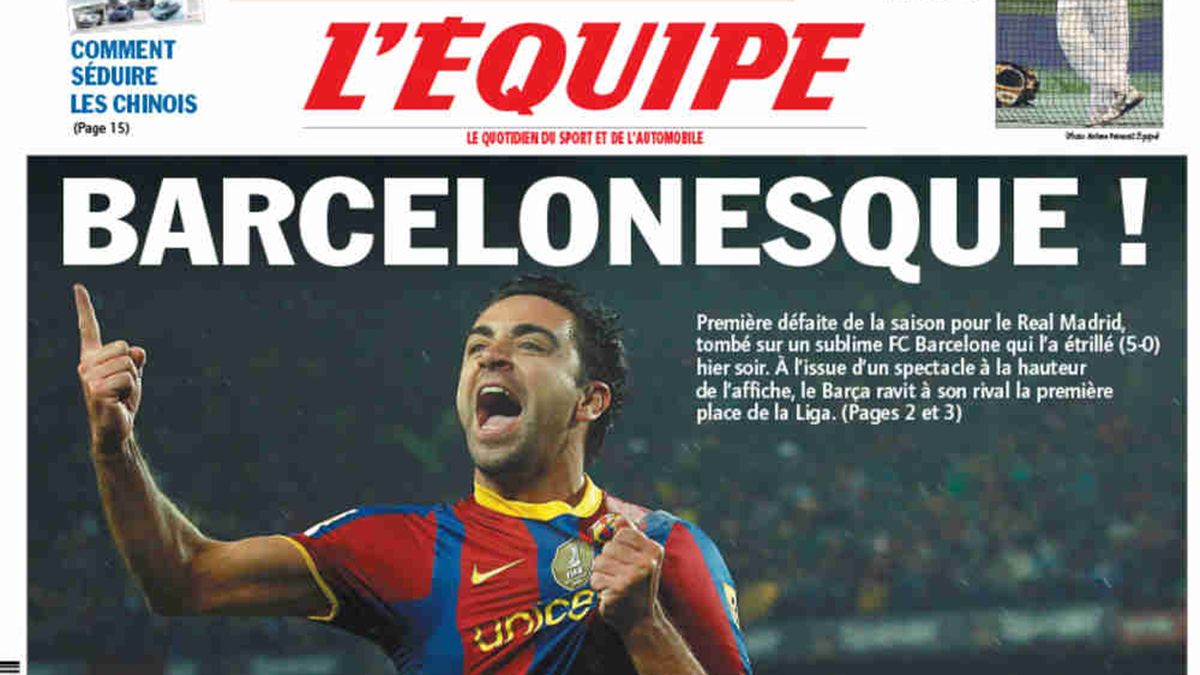 La portada de L'Équipe del 30 de noviembre de 2010