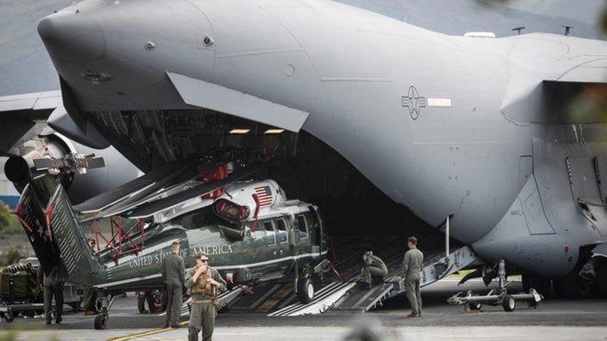 El helicóptero de Trump llega al País Vasco para la reunión del G7