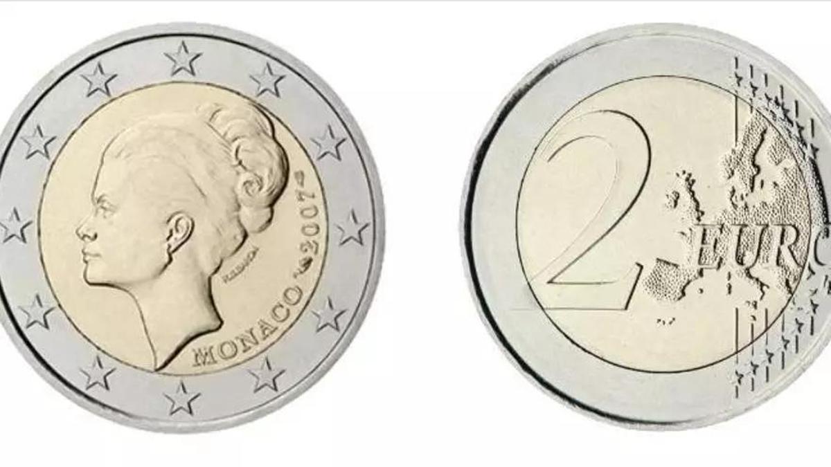 Moneda de 2 euros de Mónaco del año 2007.