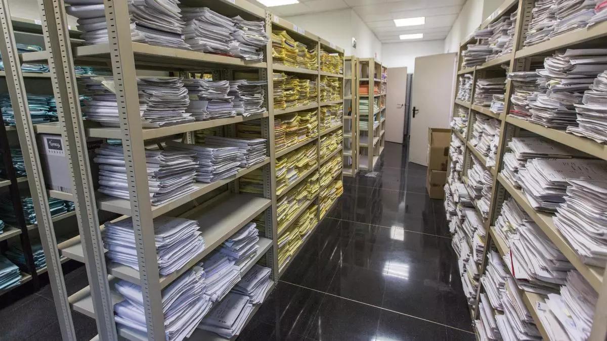 Expedientes en un juzgado de cláusulas suelo, uno de los que mayor volumen de demandas tiene.