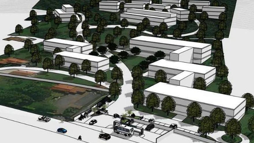 Infografía del proyecto sanitario-asistencial de Valle de Rumbo junto a Ledoño . |  LOC