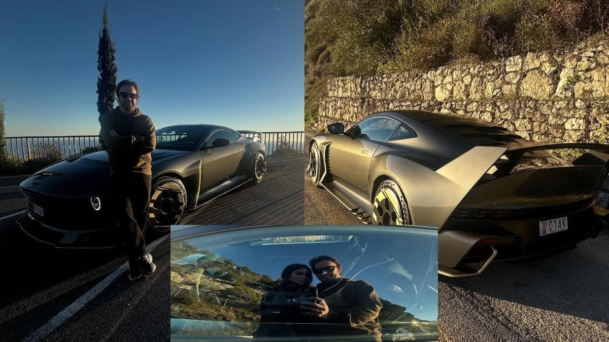 Fernando Alonso y Melissa Jiménez, en el Aston Martin Valiant