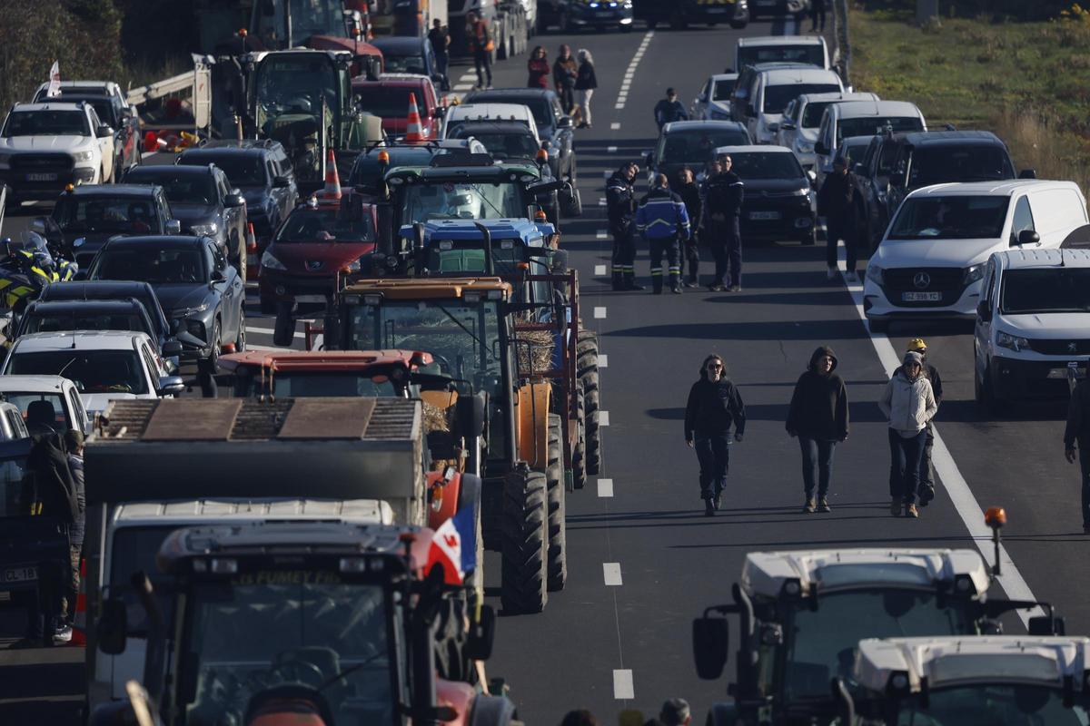 Protesta en una carretera francesa, ayer miércoles.