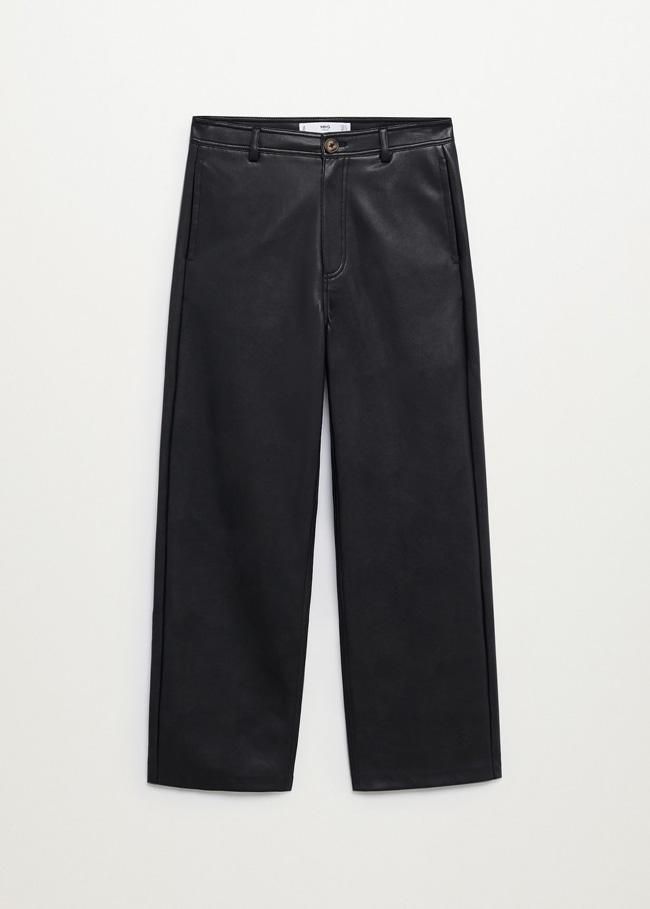 Pantalón 'culotte' de piel, de Mango
