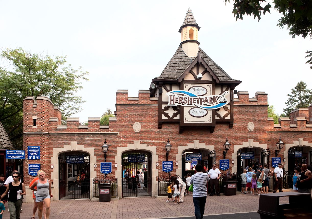 Entrada del parque de atracciones de Hersheypark.