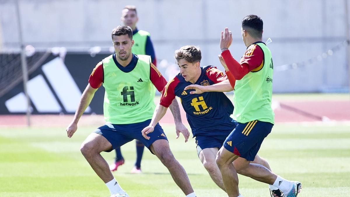 Imagen de un entrenamiento reciente de la selección española.