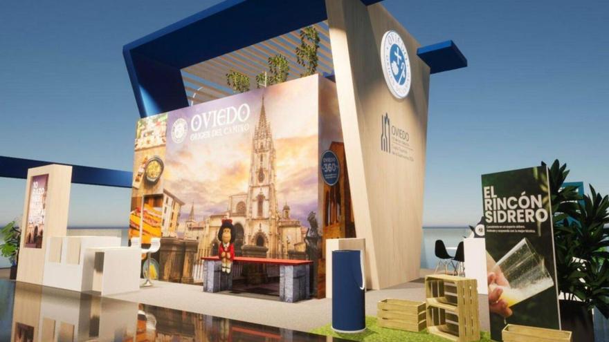 Recreación del stand de Oviedo en la próxima edición de Fitur. | LNE