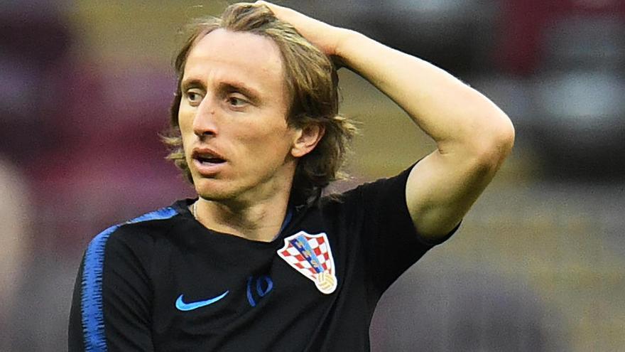 Modric, durante el entrenamiento de  Croacia. // Kai Pfaffenbach