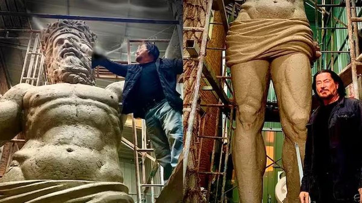 Ginés Serrán, con su Neptuno para el Puerto de Málaga