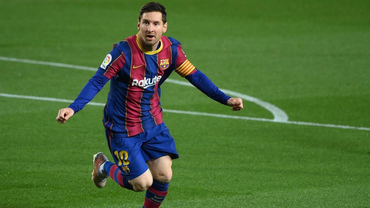 Messi celebra su golazo al Getafe