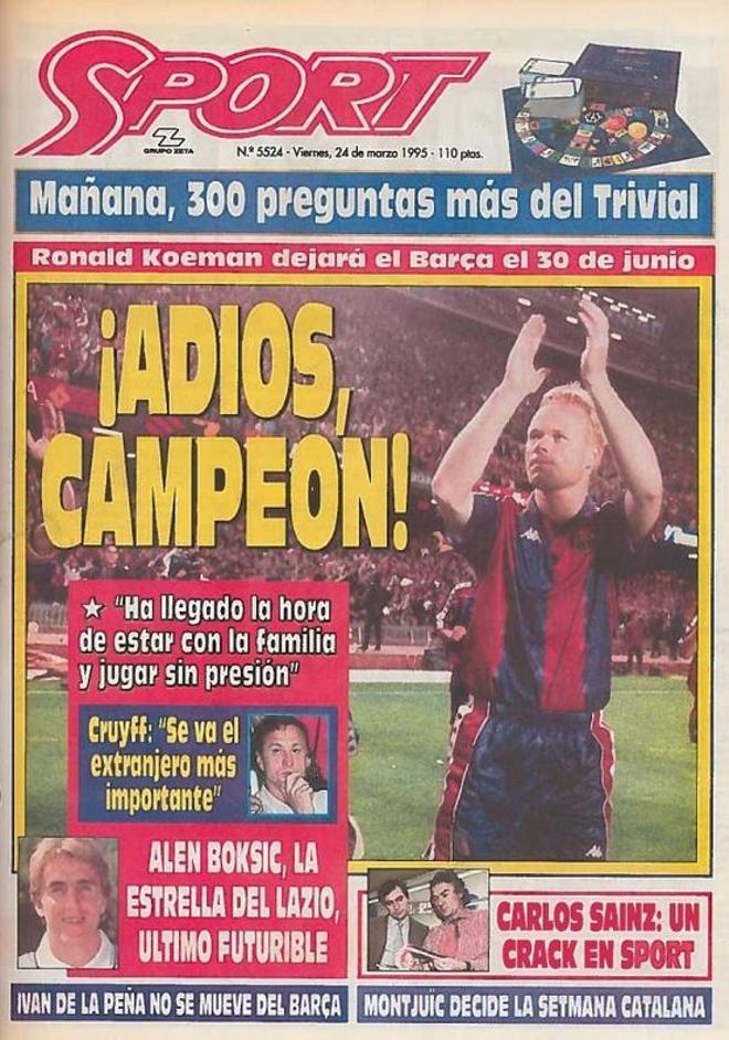 1995 - Ronald Koeman anuncia que dejará el FC Barcelona