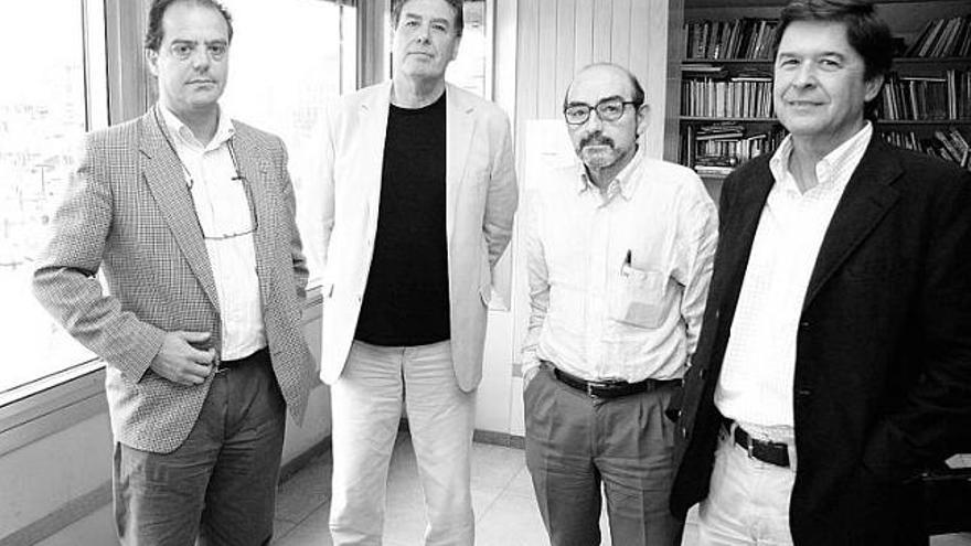 Por la izquierda, Enrique Hernández, Ángel Noriega, Cosme Cuenca y José María Cabezudo, en LA NUEVA ESPAÑA de Gijón.