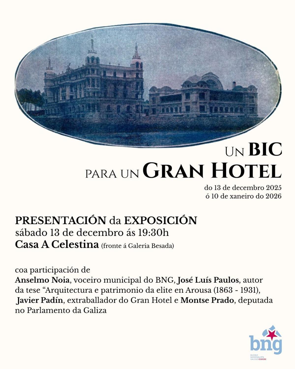 El cartel de la actividad propuesta por el BNG.