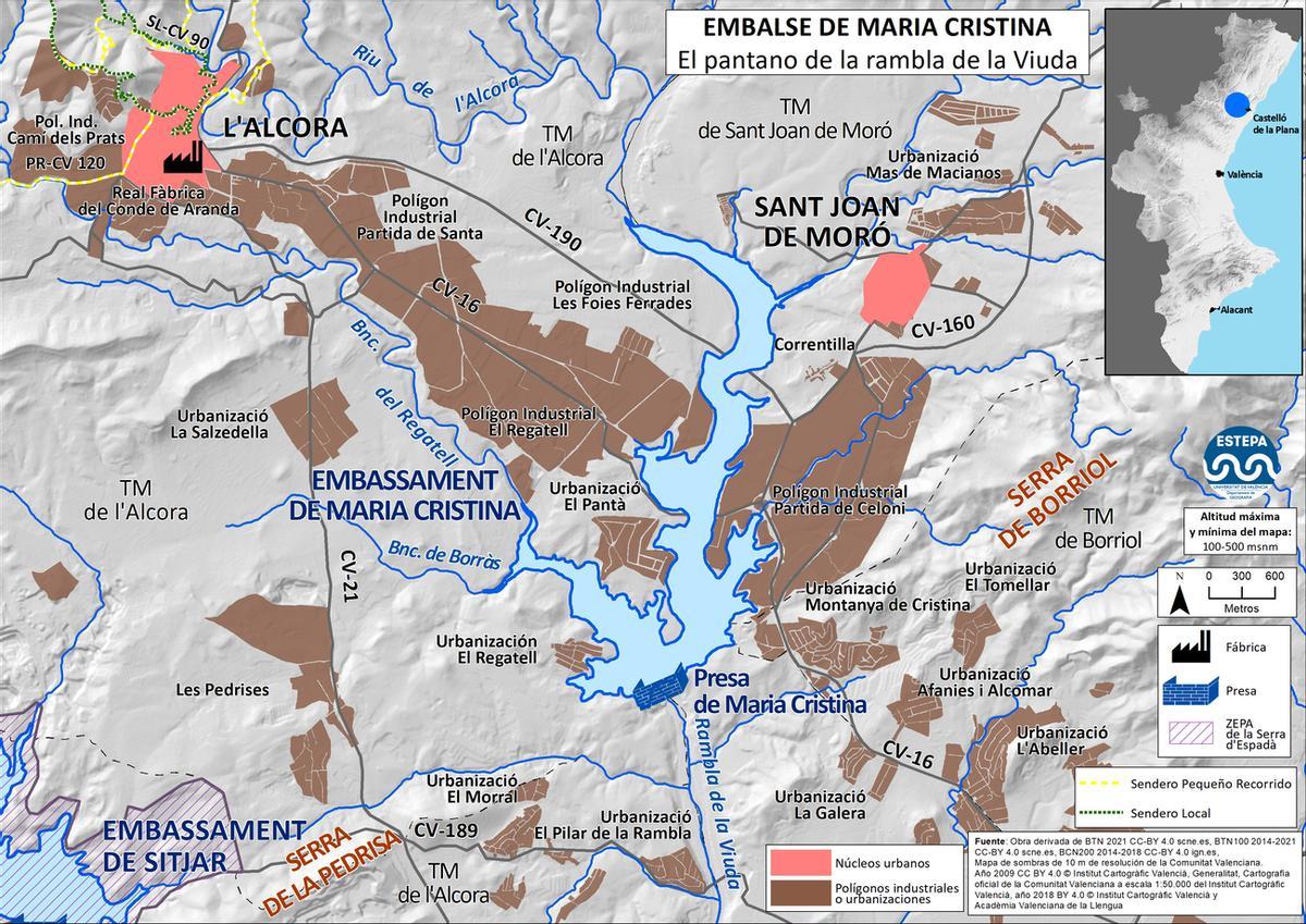 Mapa del embalse de María Cristina.