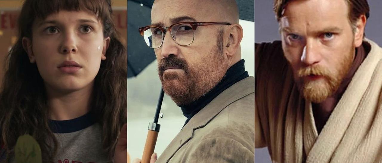 Millie Bobby Brown en ’Stranger things’, Javier Cámara en ’Rapa’ y Ewan McGregor en ’Obi-Wan Kenobi’.