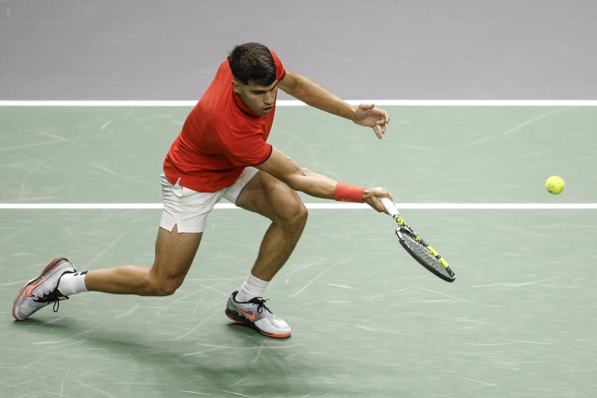 Alcaraz - Machac de Copa Davis, en imágenes