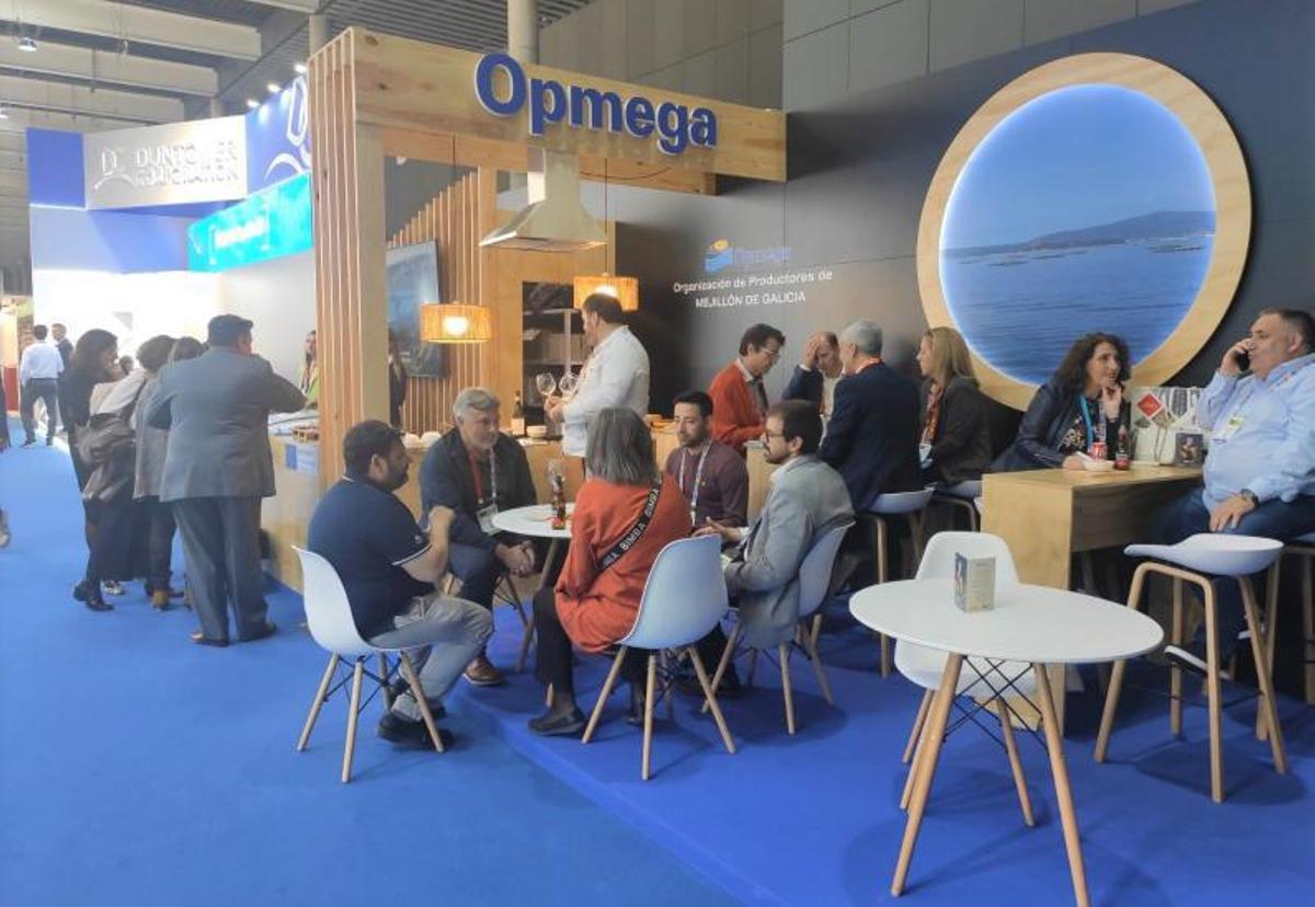 La caseta expositiva de Opmega en la Seafood, ayer. | // FDV