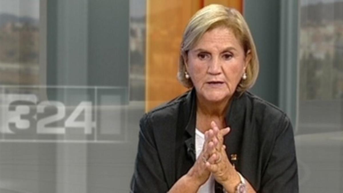 Núria de Gispert, presidenta del Parlament, durante la entrevista en el canal 3/24, este domingo