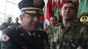 El general Mario Montoya, en el momento de anunciar su dimisión.