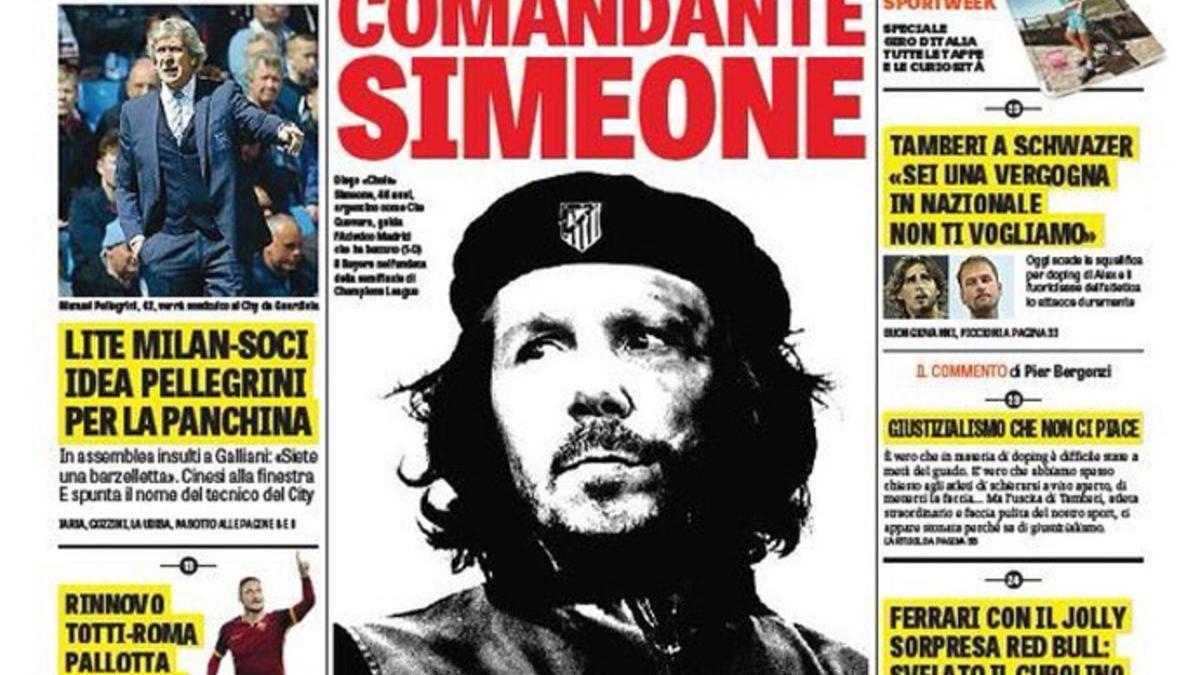 'Comandante Simeone', la portada de la Gazzetta