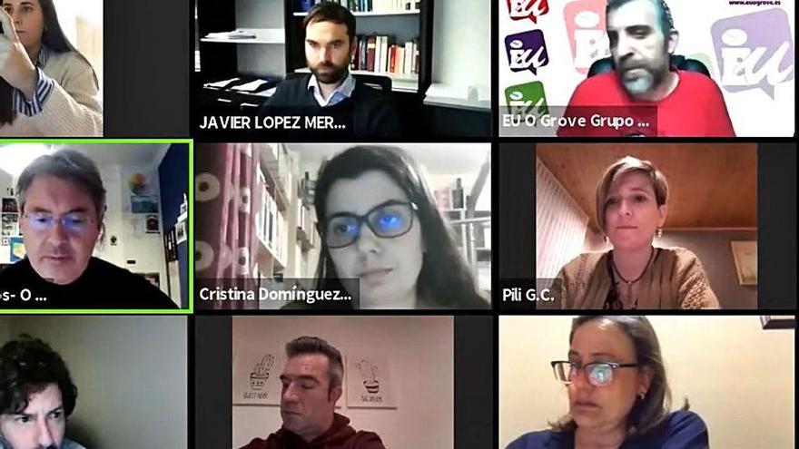 Un momento del pleno telemático celebrado el lunes en el Concello de O Grove. | // FDV