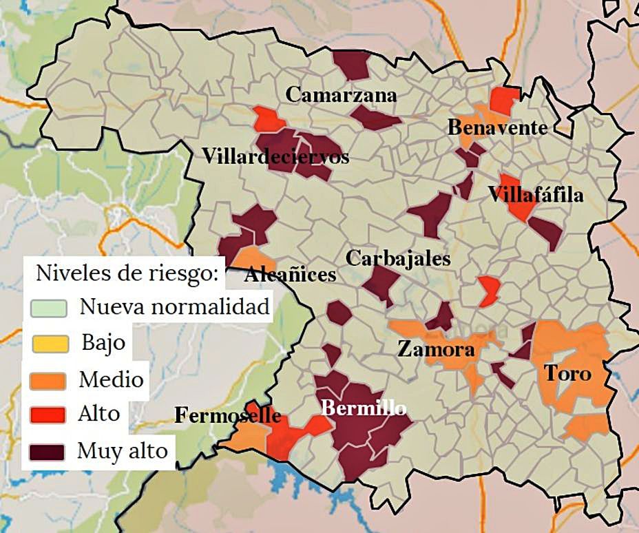Localidades con contagios COVID en la provincia.