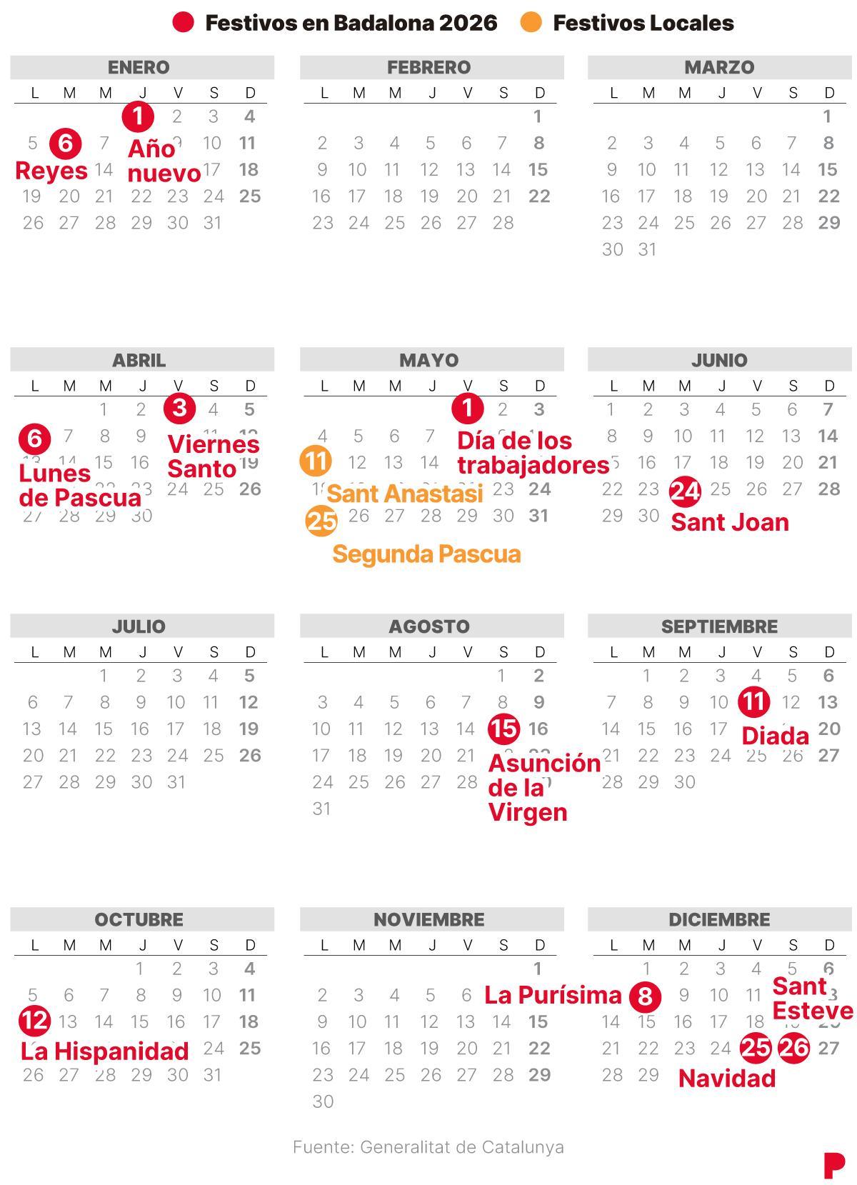 Calendario Laboral Badalona 2026