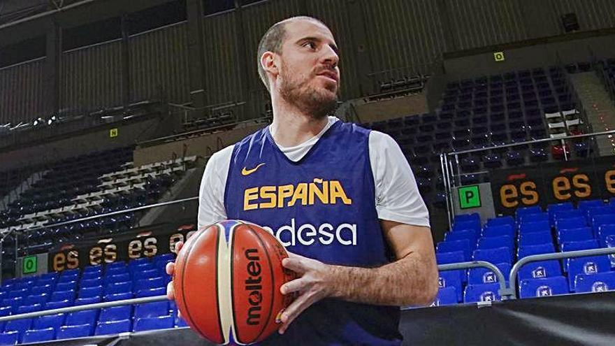 Quino Colom, durante un entrenamiento con España.