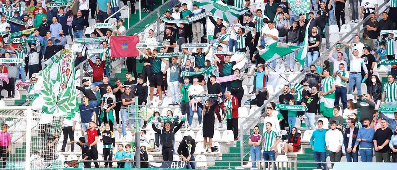 La afición del Córdoba CF, durante un encuentro de la pasada temporada en El Arcángel.