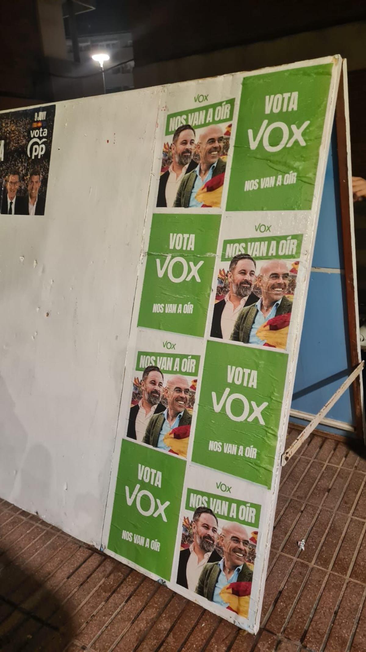 Carteles de Vox en los paneles de San Vicente.