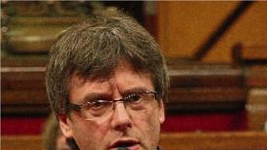 Carles Puigdemont, durant la compareixença d&#039;ahir al Parlament.