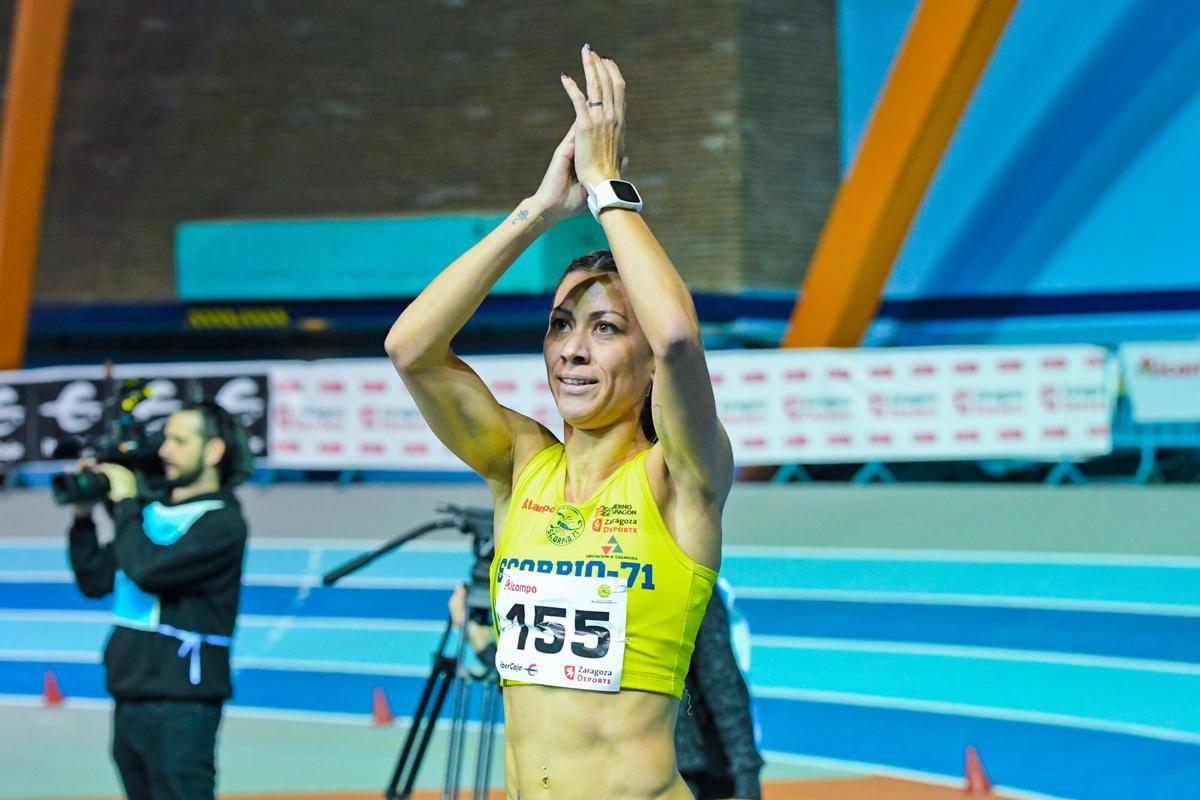 TROFEO CIUDAD DE ZARAGOZA GRAN PREMIO IBERCAJA DE ATLETISMO. ISABEL MACIAS TRAS GANAR LA FINAL DE LOS 800 METROS LISOS.. ATLETISMO.