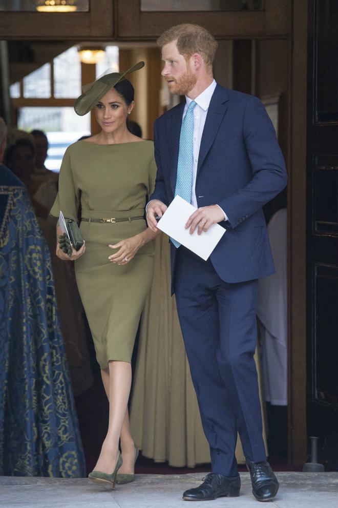 Meghan Markle y el Príncipe Harry en el bautizo de Louis