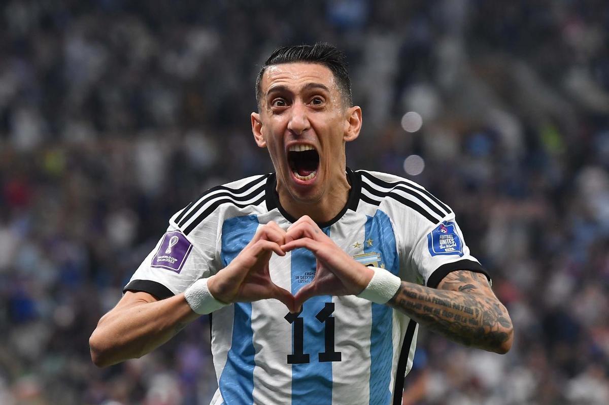 Di María celebrando el gol contra Francia