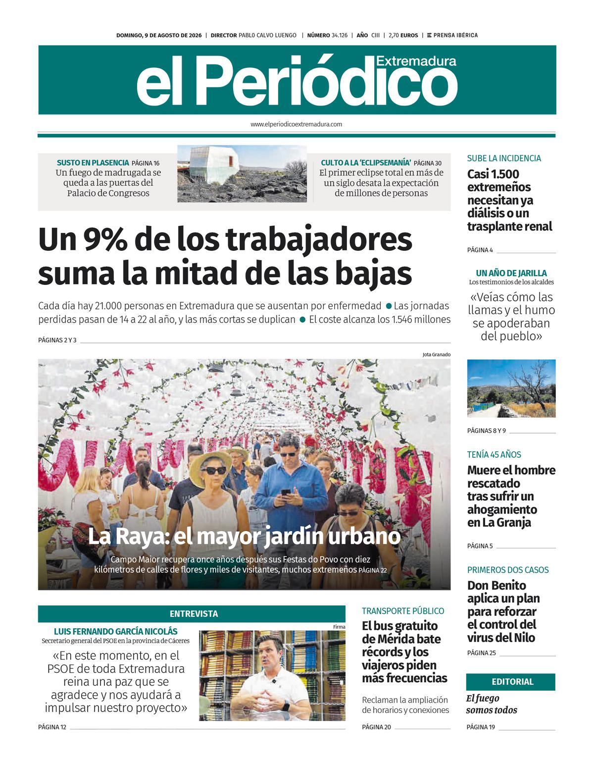 Consulta la portada correspondiente al día 9 de agosto de 2026