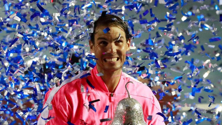 Nadal celebra su victoria en la final de Acapulco.