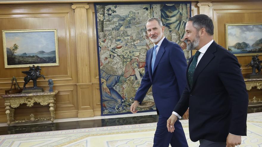 El líder de Vox, Santiago Abascal, en audiència amb el rei Felip VI