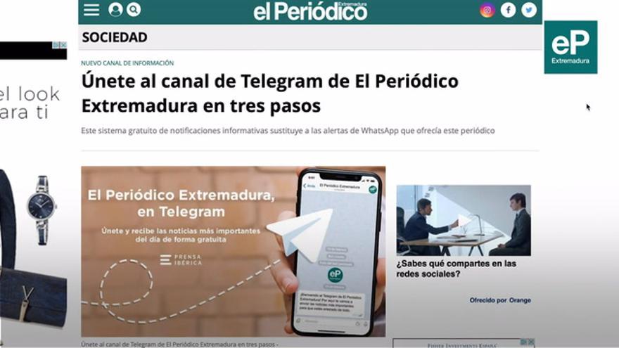 ¿Aún no te has unido al canal de Telegram de El Periódico Extremadura? Hazlo en tres pasos