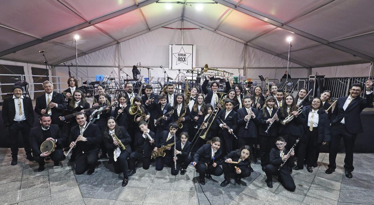 La Banda de Música de Poio el pasado fin de semana, en el concierto «Estrelas de rock».