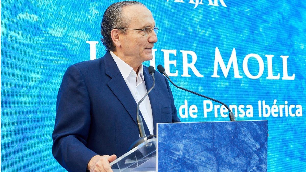 El presidente de Prensa Ibérica, Javier Moll, durante su discurso