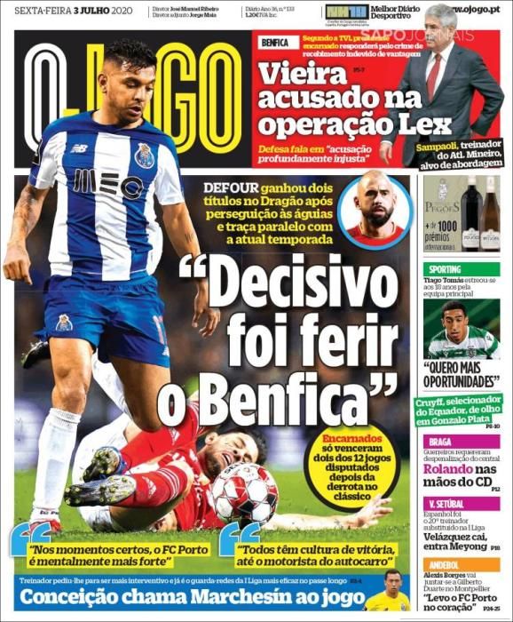 Portada O JOGO viernes 3 julio 2020