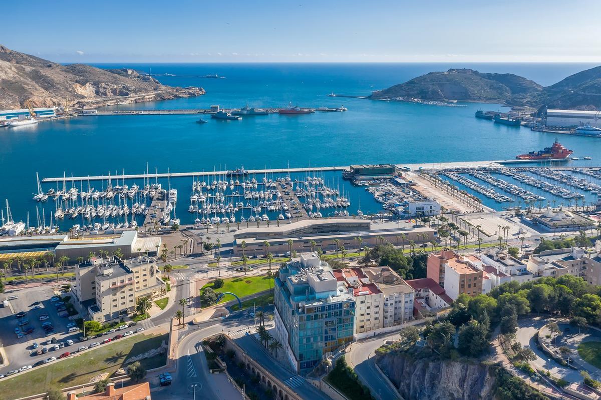 Vista aérea de la bahía de Cartagena.