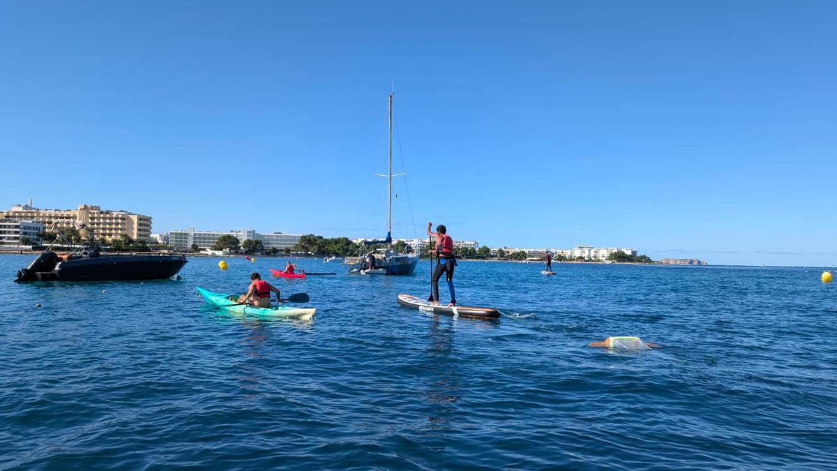 Estudiantes de IÈS Baláfia haciendo paddle en el proyecto Surfing for Science