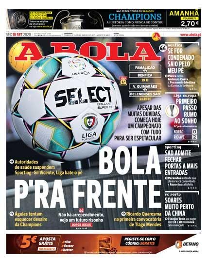 Portada A BOLA viernes 18/09/2020