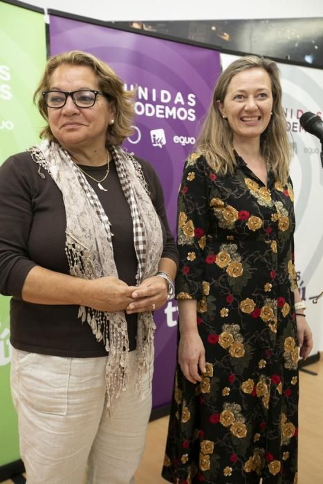 28.04.19. Las Palmas de Gran Canaria.Las diputadas electas de Unidas Podemos, Victoria Rosell y Meri Pita, comparecen ante la prensa tras los resultados obtenidos. Sede de Unidas Podemos en Las Palmas de Gran Canaria.  Foto Quique Curbelo  | 28/04/2019 | Fotógrafo: Quique Curbelo