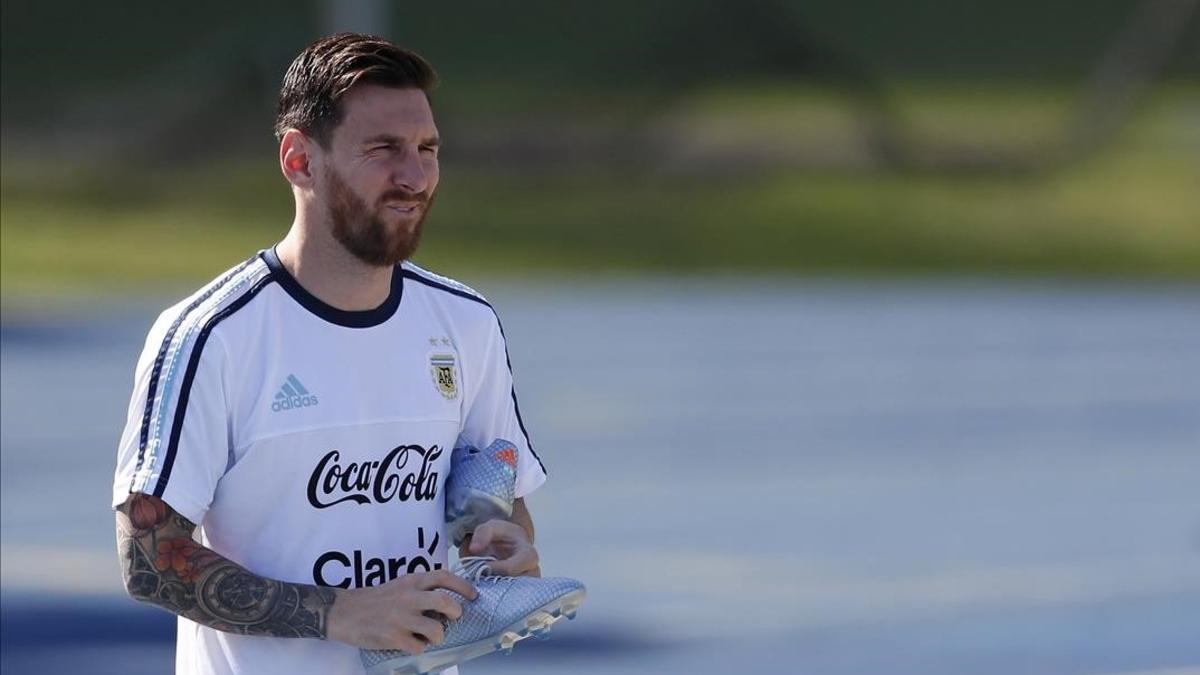 Leo Messi, en el último entrenamiento con Argentina