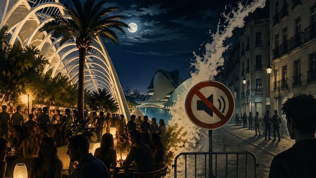Una recreación de L'Umbracle, la mejor terraza nocturna de València.